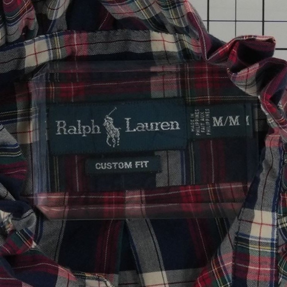 Ralph Lauren Ruffle Collar Shirt Top Blouse Womens Size Medium Plaid Custom Crop - Picture 5 of 7